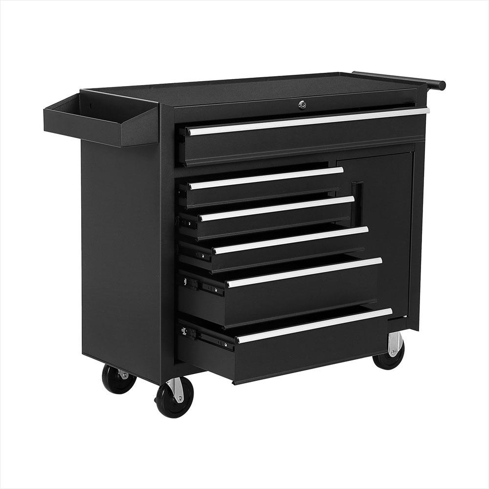 Workshop Tools Trolley - ตู้เก็บเครื่องมือแบบมีล้อเลื่อน 6 ลิ้นชัก สำหรับจัดเก็บในโรงรถหรือห้องทำงาน พร้อมล้อเลื่อน ตู้เก็บเครื่องมือโลหะแข็งแรงทนทาน