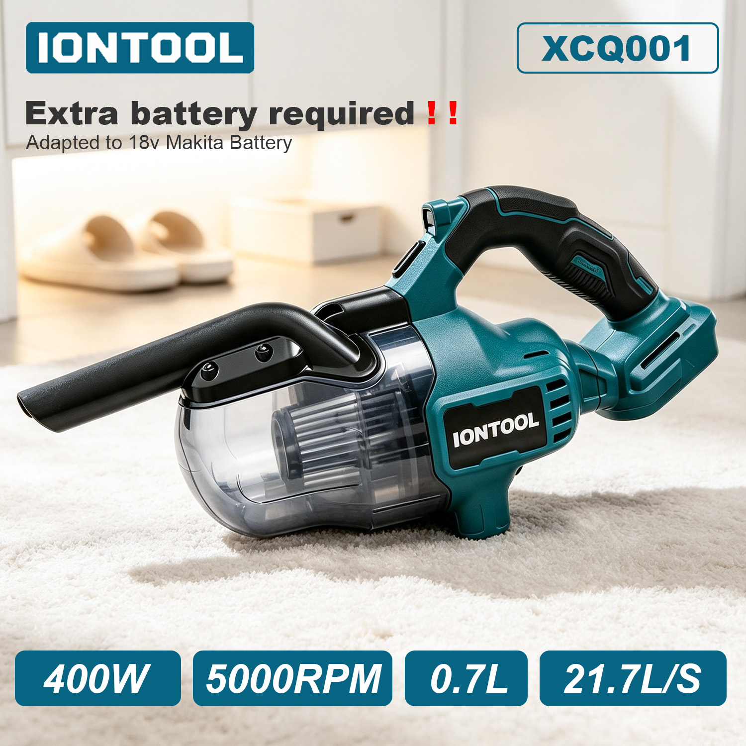 Workshop Tools Types - เครื่องดูดฝุ่นไร้สาย IONTOOL กำลังไฟ 400 วัตต์ สำหรับเก็บฝุ่น