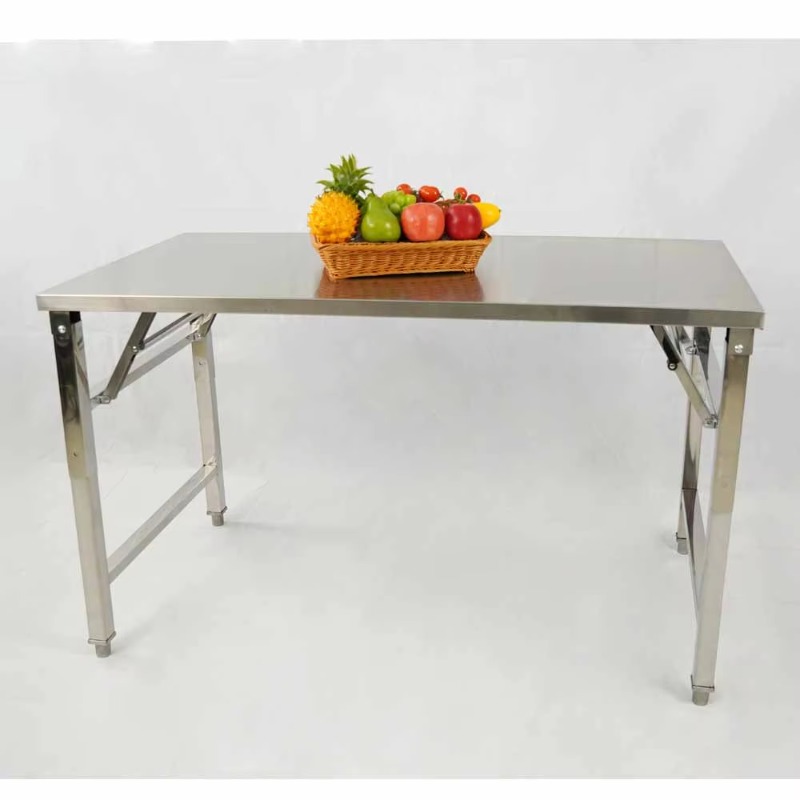 Workbench Portable Fold - โต๊ะรับประทานอาหารสแตนเลสแบบพับได้แบบพกพาสำหรับปิกนิก โต๊ะเตรียมอาหารสำหรับครัวกลางแจ้ง เฟอร์นิเจอร์สำหรับร้านอาหารและแคมป์ปิ้ง ทำความสะอาดง่าย