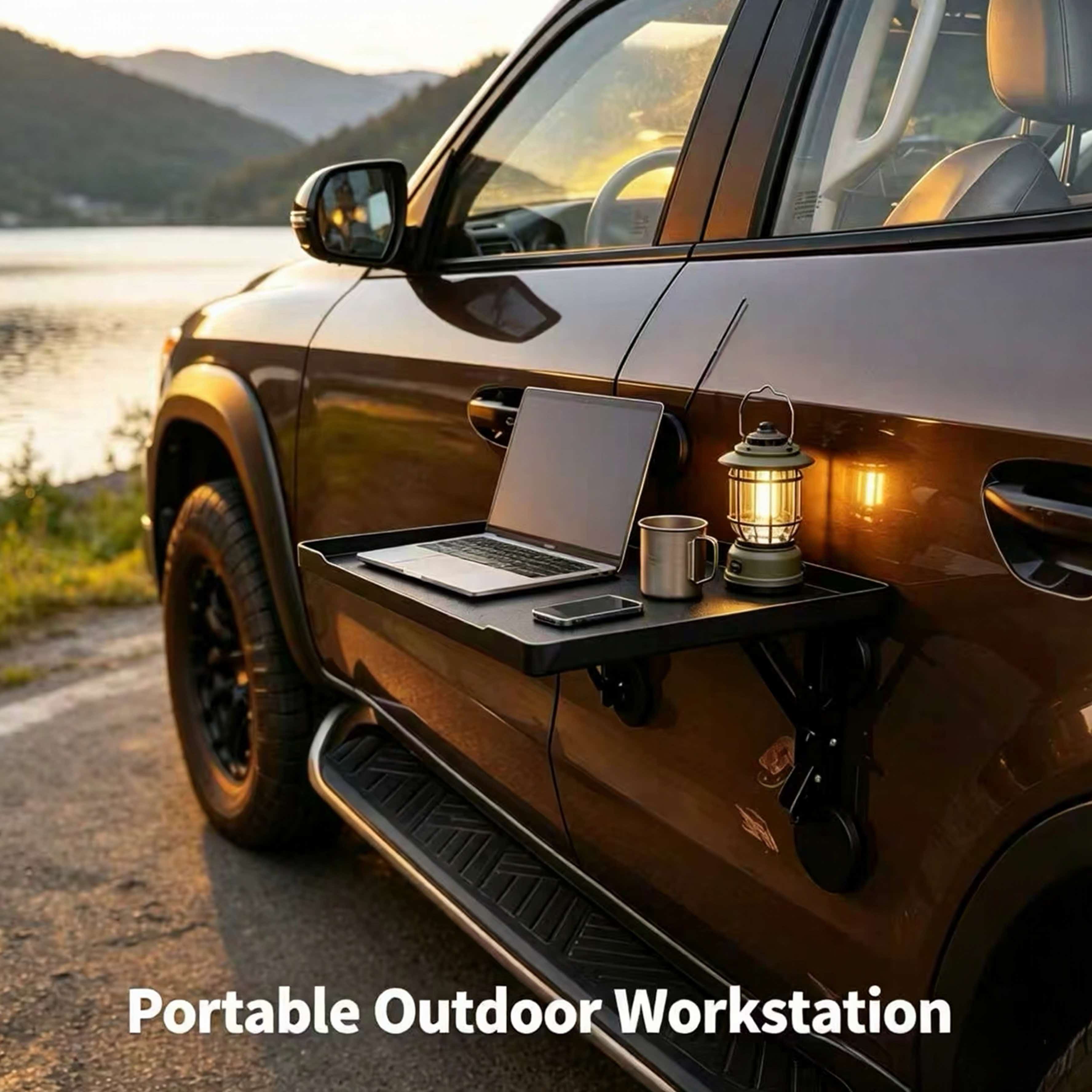 Magnetic Parts Tray - โต๊ะพับแม่เหล็กติดประตูรถยนต์แบบพกพาสำหรับรถ SUV รถบรรทุก ถาดวางของสำหรับตั้งแคมป์ ปิกนิกกลางแจ้ง โต๊ะพับในรถยนต์