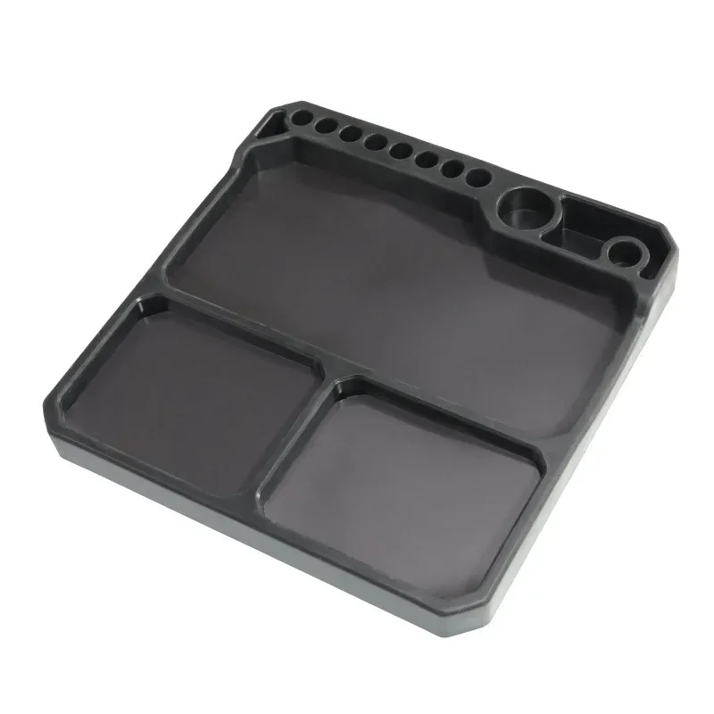 Magnetic Parts Tray - ถาดใส่ชิ้นส่วนซิลิโคนพร้อมแท่นวางเครื่องมือ (155*155 มม.) พร้อมแผ่นแม่เหล็ก 3 ชิ้น