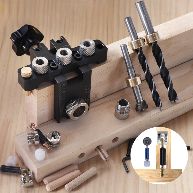Dowel Jig Kit - ชุดอุปกรณ์เจาะเดือยปรับระดับได้ 3-in-1 ขนาด 8/10/15 มม. สำหรับงานไม้