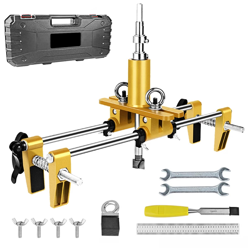 Dowel Jig Kit - ชุดเครื่องมือเจาะรูสำหรับติดตั้งกุญแจประตูไม้ พร้อมแม่แบบเจาะรูสำหรับทำร่องกุญแจประตู ชุดอุปกรณ์เจาะรูสำหรับงานไม้