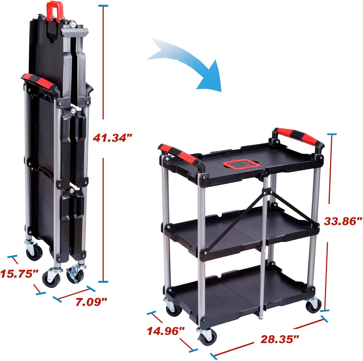 รถเข็นอเนกประสงค์แบบพับได้ 3 ช - Workshop Tools Trolley บทวิจารณ์และราคา